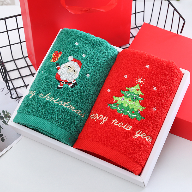 Set Kotak Hadiah Handuk Natal  - Home Textiles Face Towel ulasan dan harga